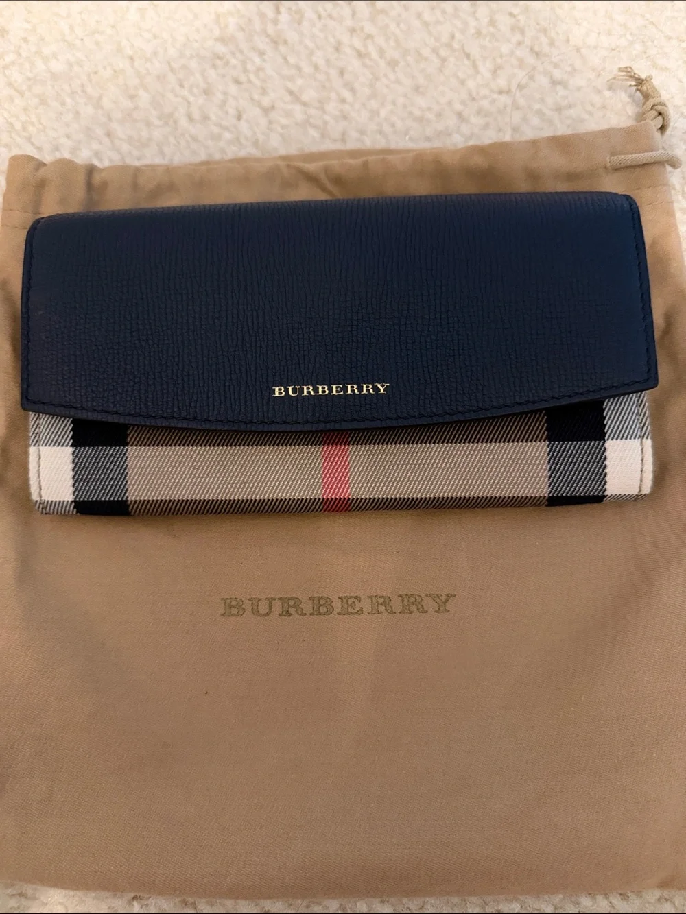Burberry Navy Leather & Vintage Continental Wallet